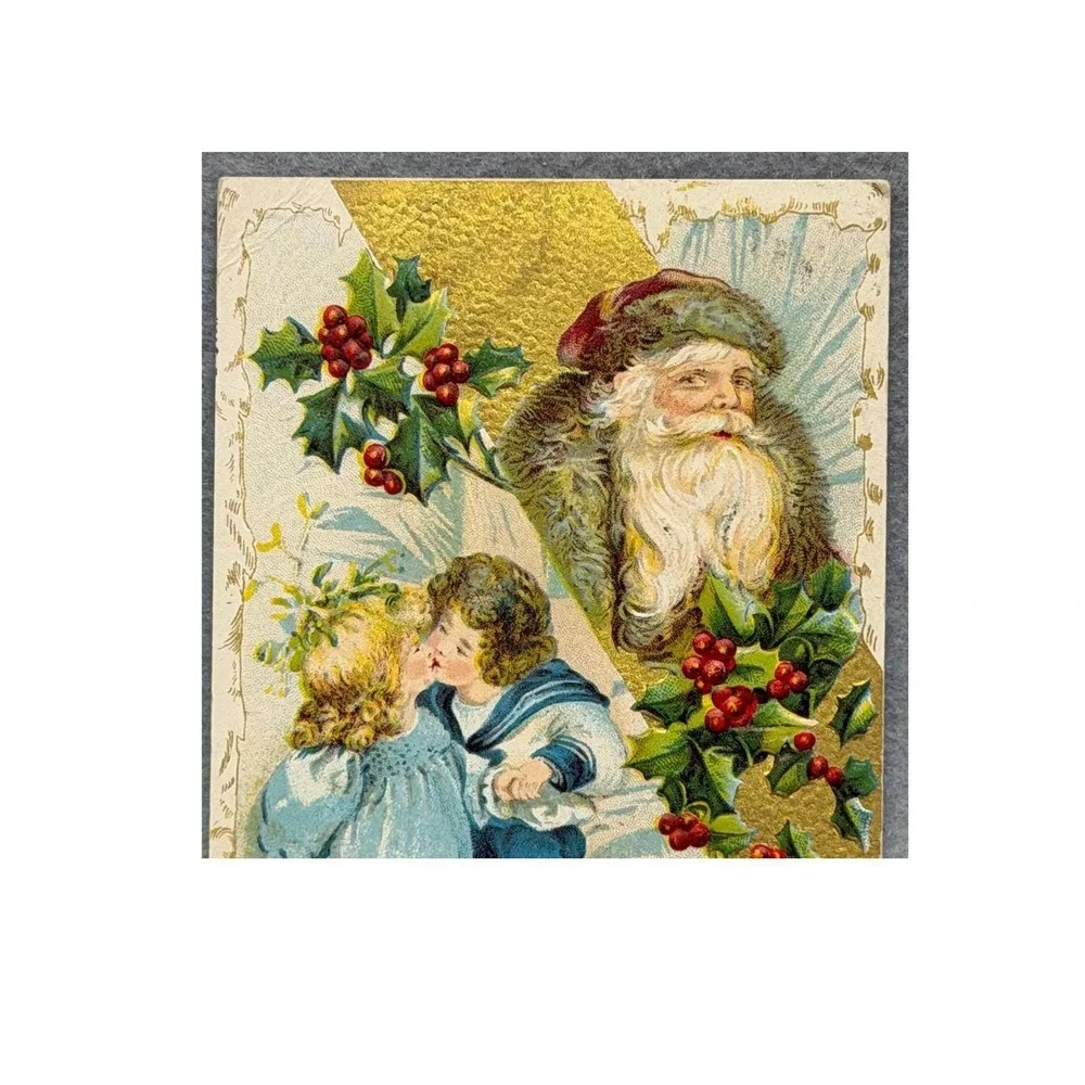 Victorian‎ Santa Clause Kids Holly A Joyful Christmas Oakdale CA Posted POSTCARD